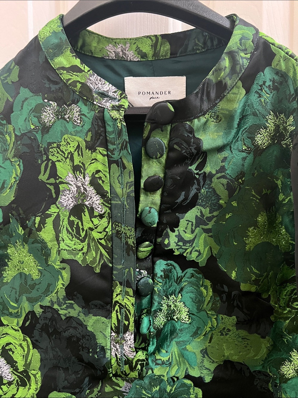 Pomander Place Green Jacquard Samantha Dress - new without tags small - Picture 3 of 10
